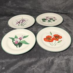 Vintage 2002 Wildlife Federation Floral Dinner Plates 10.75 in. Set of 4.