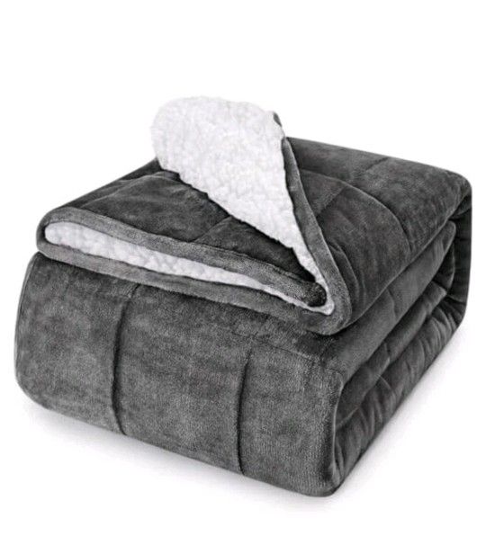 Sherpa Weighted Blanket Queen Size - 60"x80" 15lbs 60" x 80" 15lbs Dark Grey