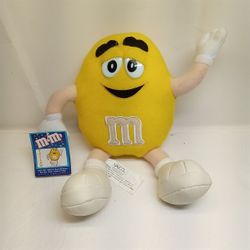 VTG M&M Yellow Plush Hang Tag Original Tag C 2001 Nanco Mars Plastic Eyes