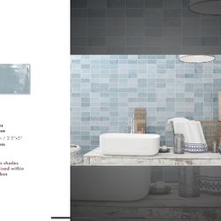WOW Fez Aqua Glossy Tile 2.5x5, 100 SF $879 (350+ SF Available)