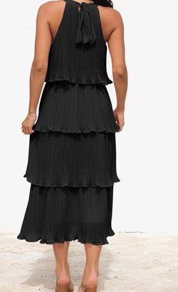 ZESICA Women's 2024 Summer Sleeveless Halter Neck Ruffle Tiered Layed Chiffon Fl