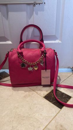 ‼️NEW‼️Juicy Couture Not Your Babe Satchel With Bag Charms Pink Flash 
