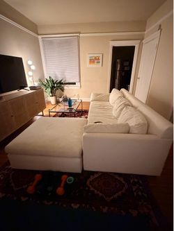Velvet Couch great condition - WEST ELM - White Marin 94" Sofa - perfo