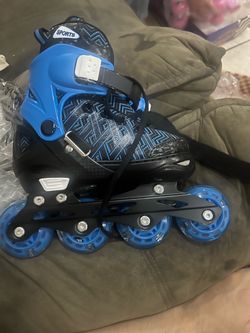 Boy roller skates