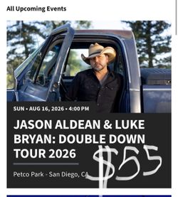 3 Tickets to Jason Aldean Luke Bryan Double Down Tour Petco Park
