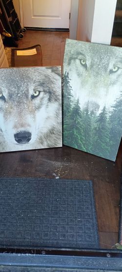 Wolf Canvas Wall Art Prints Set of 2