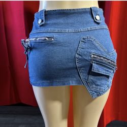 Blue Heart Jean Skirt $45 