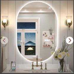 Keonjinn 24 X 36 Inch Oval LED Bathroom Mirror Backlit Mirror Bathroom Lighted Vanity Mirror With Lights Anti-Fog Dimmable Wall Mounted Makeup Mirror 