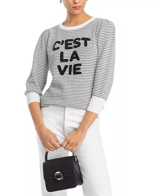 KARL LAGERFELD PARIS Striped C'est La Vie Sweater size M