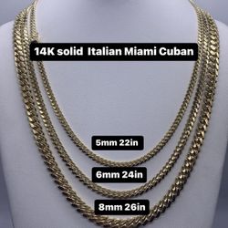 14K Solid Italian Miami Cuban, Brand New In Stock
