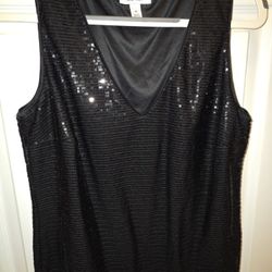 Womens sequin Black Blouse Size Medium NWT
