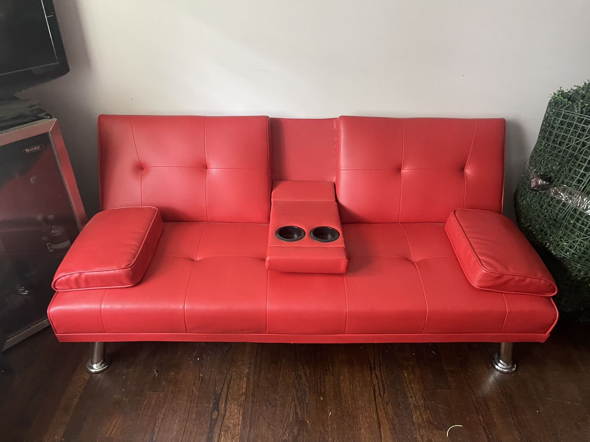 Red Leather Futon
