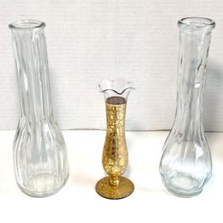 3 Skinny Glass Flower Vases
