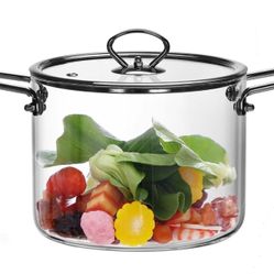 Borosilicate Glass Sauce Pan With Lid Cover - (5.5L/175 FL OZ) Heat-Resistant Glass Pot For Pasta, Soup, Milk & Baby Food - Perfect For Ceramic & Gas 