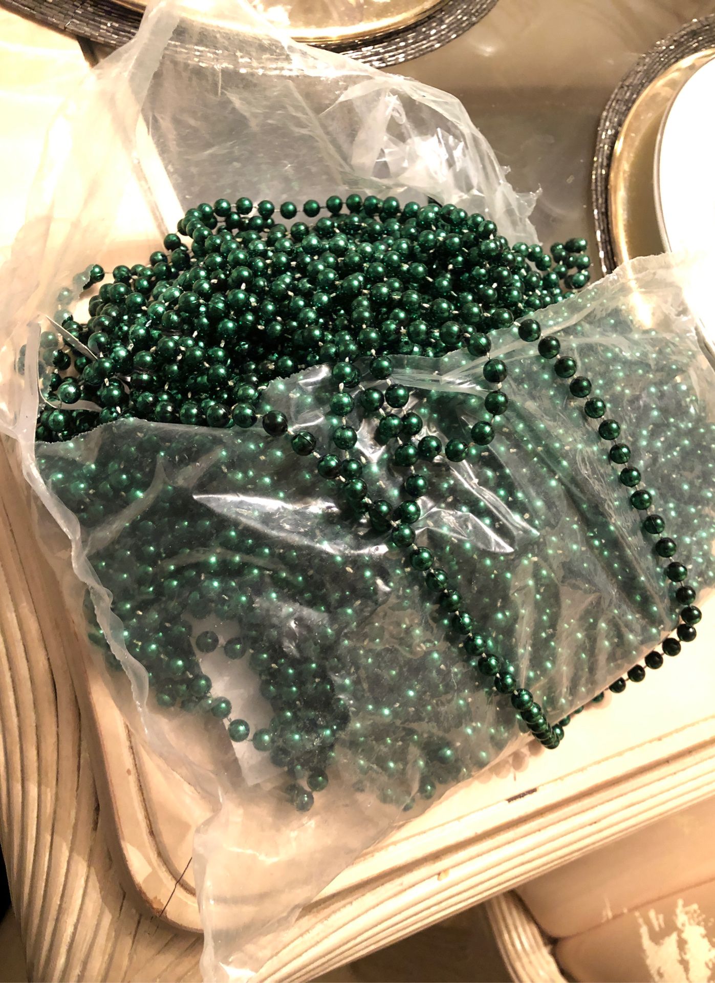 Party decor green bead necklaces