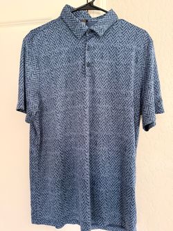Men’s Large Blue Chevron Print Polo Shirt