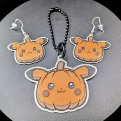 Pikachu "PumkinChu" Halloween Earrings & Keychain Bundle