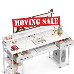 ODK Computer Desk, 55'' Office Desk with Keyboard Tray