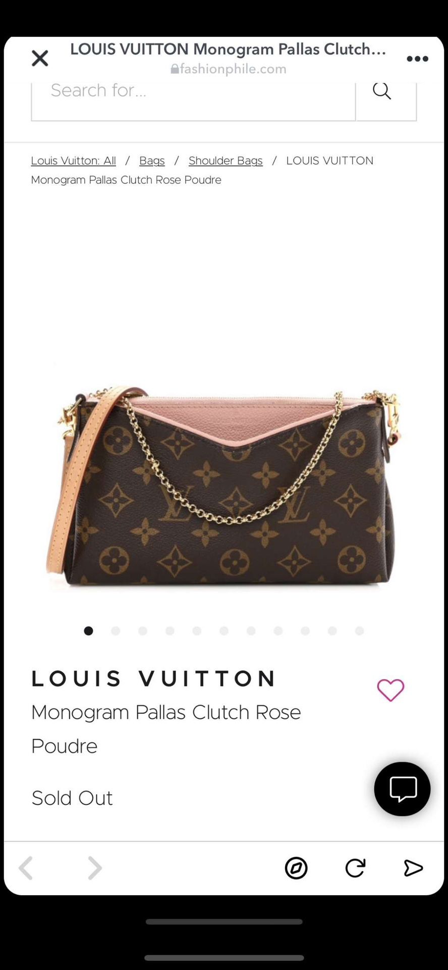 Louis Vuitton Monogram Pallas Clutch Rose Womans Bag