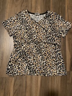 Cheetah print scrub top