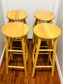 Winsome Wood 30” Solid Wood Bar Stools Set of 4 – Natural Finish