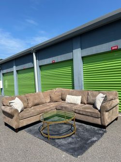Tan L-Shape Sectional Sofa (Delivery)