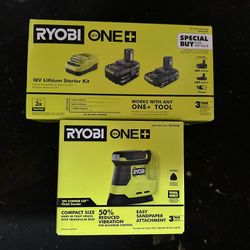 RYOBI ONE+ 18V Cordless Corner Cat Finish Sander and ONE+ 18V Lithium-Ion Kit with 2.0 Ah and 4.0 Ah Batteries with Charger