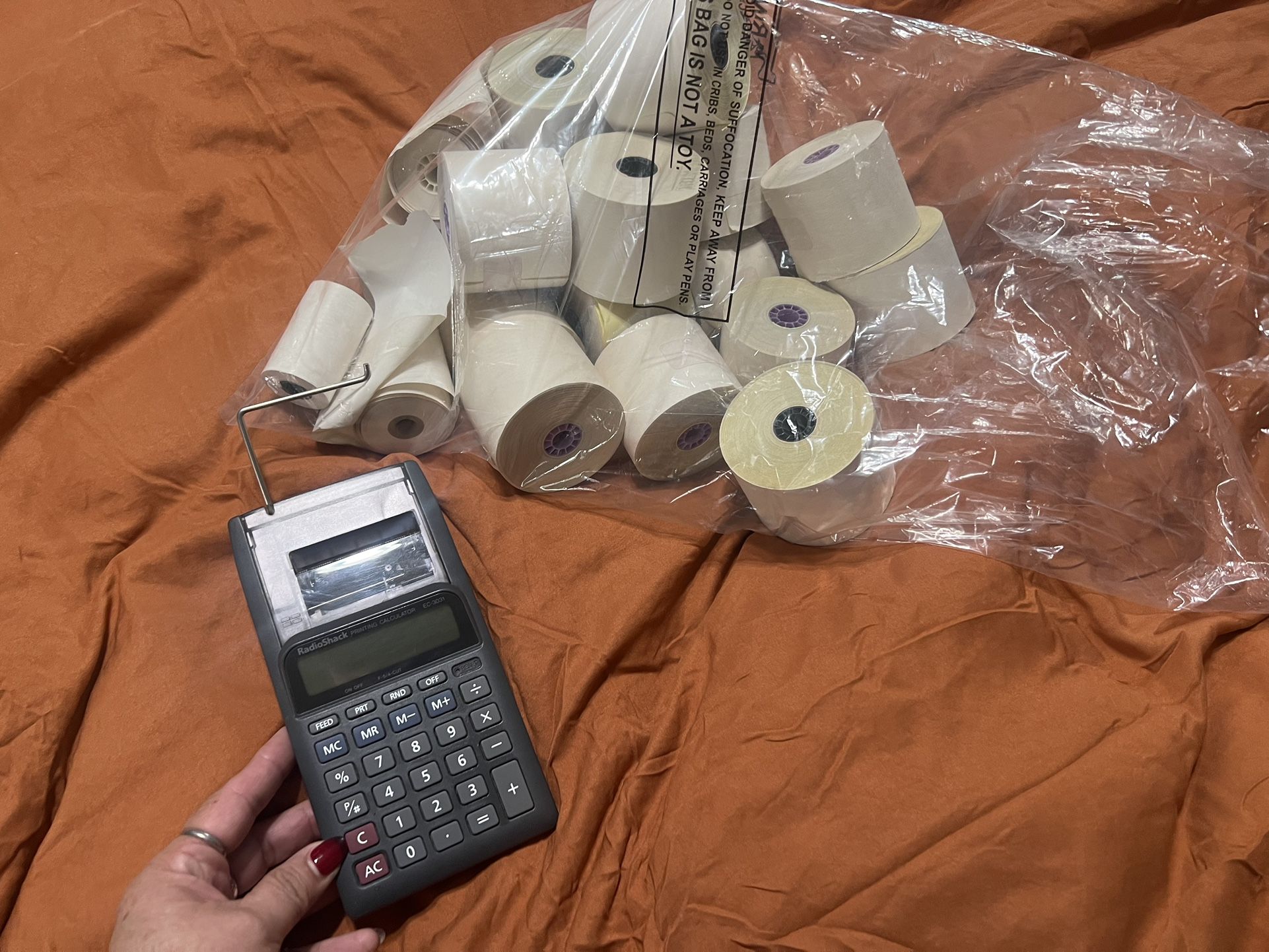 Radio Shack printing Calculator and paper rolls/ Glendora