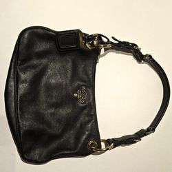 Prada black leather shoulder bag purse 