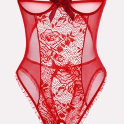 Crotchless Lace Mini Bodysuit plus size