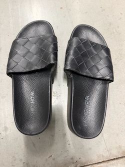 Fashion Nova Black Woven Slide Sandals