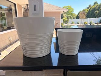 White Ceramic Planter Pots Set of 2