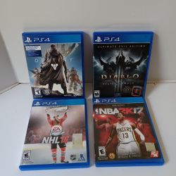 Ps4 Video Game Lot Of 4. Diablo Destiny Nhl 16 & Nba 2k17 Playstation