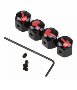 Wheel Tire Valve Stems Caps Locking Cover Middle finger Logo 