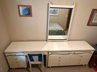 White Dresser Set with Mirror and Desk