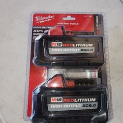 Milwaukee
M18 18-Volt Lithium-Ion High Output 6.0Ah Battery Pack (2-Pack)