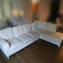 Modern White Vegan Leather Sectional Sofa for $200