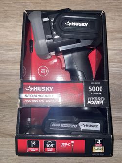 Husky 5000 Lumen Hybrid Power Swivel Rechargeable SpotLight