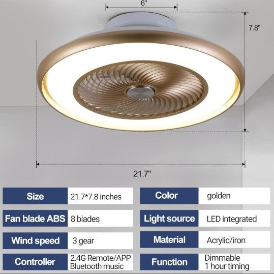 22" Led Ceiling Fan 
