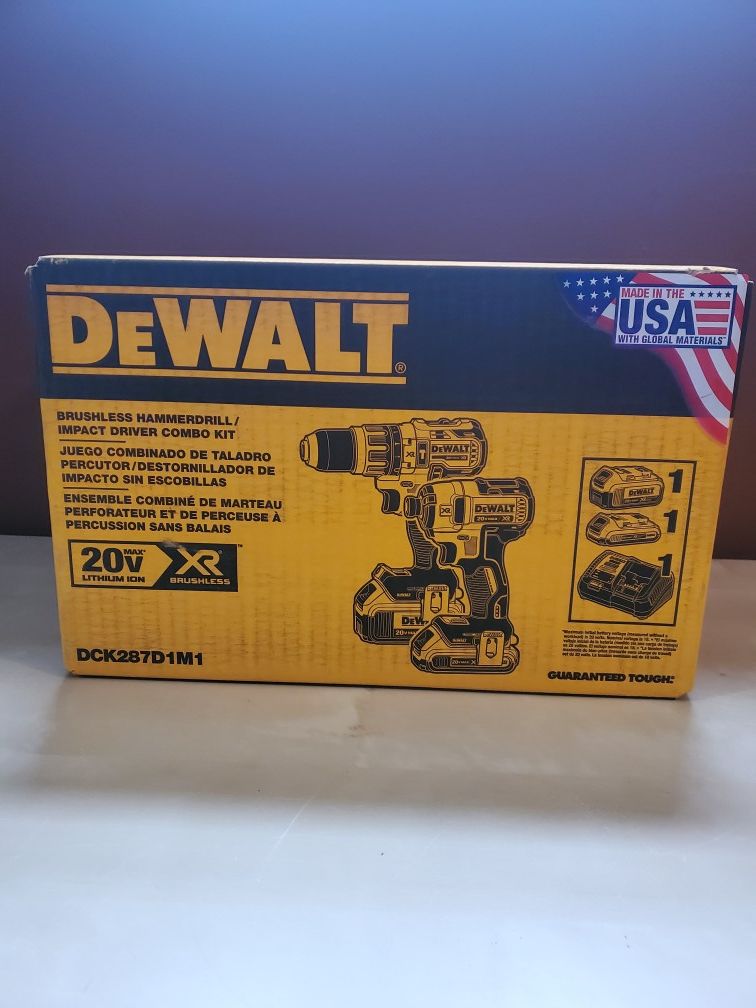 DEWALT 20-Volt MAX XR Cordless Brushless Hammer Drill/Impact Combo Kit (2-Tool) with (1) Battery 2Ah and (1) Battery 4Ah