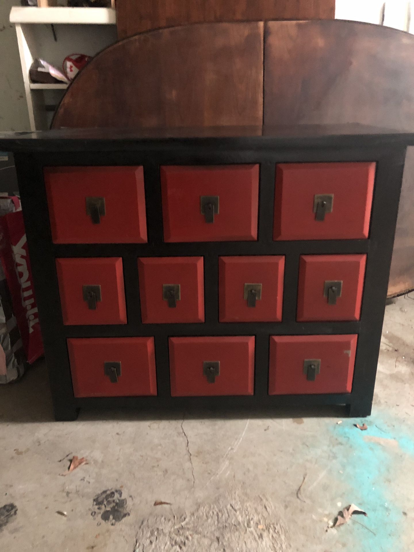 Black and red dresser