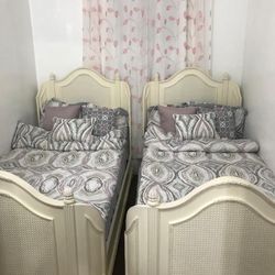 2 White Twin Beds 