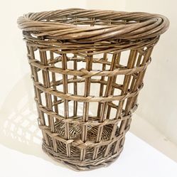 Vintage Wicker Basket  - 10” diameter 10 3/4” tall