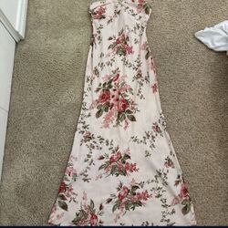 Strapless Floral Formal Dress 