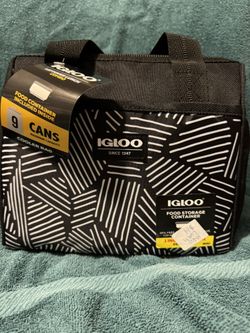 Brand New Igloo Black Striped Print Leftover Lunch Bag & Pack In Food Container
