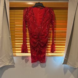 Red Sequins Dress Size L