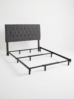 Queen Tufted Headboard and Adjustable Metal Bed Frame