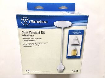 Brand new! One Westinghouse mini pendant kit, white finish. Pendant light kit