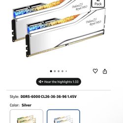 G SkillTrident Crystal Z5 Royal DDR5 Ram 32 gb 7200 mhz