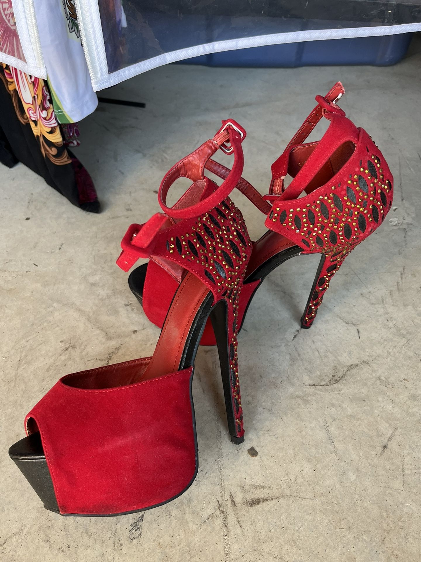 Vibrant Red Stiletto Heels with Lace-Up Detail